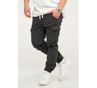 Cargohose SOULSTAR "Freizeithose Jogger-Hose mit elastischem Bund Stoffhose für Herren", Herren, Gr. 29, Einheitsgröße, grau (dunkelgrau), Obermaterial: 97% Baumwolle CO. 3% Elasthan EL., Hosen Cargoh