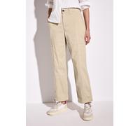 Cargohose STREET ONE, Damen, Gr. 36, Länge 30, barley beige, Web, Obermaterial: 98% Baumwolle, 2% Elasthan, unifarben, casual, lang, Hosen, mit Tunnelzug am Beinabschluss (33075107-36) barley beige