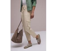 Cargohose STREET ONE, Damen, Gr. 40, Länge 28, smoke beige, Stoff, 82% Polyester, 18% Elasthan, unifarben, comfort fit knöchelfrei, Hosen Cargohose, im Cargo-Style (68570549-40) smoke beige