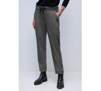 Cargohose STREET ONE, Damen, Gr. 44, Länge 28, schwarz, Stoff, 75% Polyester, 20% Viskose, 5% Elasthan, unifarben, loose fit normal, Hosen Cargohose, mit Elastikbund und Tunnelzugbändchen (21012253-44