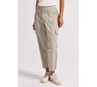 Cargohose STREET ONE, Damen, Gr. 46, Länge 28, beige (morning beige), Web, 44% Polyester, 24% Baumwolle, 24% Lyocell, 8% Elasthan, unifarben, loose fit knöchelfrei, Hosen Cargohose, softer Materialmix