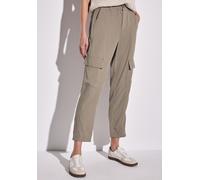 Paperbag-Hose STREET ONE, Damen, Gr. 46, Länge 28, grau (vintage stone), Web, Obermaterial: 68% Lyocell, 32% Viskose, unifarben, casual, lang, Hosen, im Cargo-Look (13254316-46) vintage stone