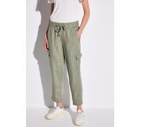 Cargohose STREET ONE, Damen, Gr. 46, Länge 28, grün (pale mud grün), Stoff, 100% Leinen, unifarben, loose fit knöchelfrei, Hosen Cargohose, im Loose Fit (29228718-46) pale mud grün