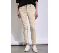 Cargohose STREET ONE STUDIO, Damen, Gr. 42, Länge 28, beige (cream beige), Stoff, 60% Lyocell, 37% Baumwolle, 3% Elasthan, unifarben, casual, slim fit normal, Hosen, aus Lyocell (59674544-42) cream be