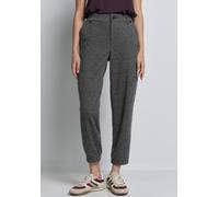 Cargohose STREET ONE STUDIO, Damen, Gr. 42, Länge 28, schwarz, Stoff, 65% Polyester, 32% Viskose, 3% Elasthan, unifarben, casual, comfort fit knöchellang, Hosen, High Waist (34816710-42) schwarz