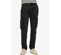 Cargohose SUPERDRY "Core Cargo Pant", Damen, Gr. 36, Länge 32, schwarz (washed schwarz), Web, Obermaterial: 97% Baumwolle, 3% Elasthan, unifarben, straight fit knöchellang, Hosen Cargohose (17529626-3