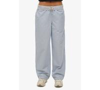 Cargohose SUPERDRY "COTTON STRIPE ELASTIC TROUSER", Damen, Gr. XS, N-Gr, azure blau stripe oxford, Jersey, Obermaterial: 100% Baumwolle, gestreift, relaxed fit normal, Hosen Cargohose (49851500-XS) az