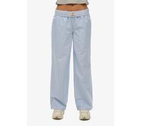 Cargohose SUPERDRY "COTTON STRIPE ELASTIC TROUSER", Damen, Gr. XS, N-Gr, broker blau stripe, Jersey, Obermaterial: 100% Baumwolle, gestreift, relaxed fit normal, Hosen Cargohose (56698054-XS) broker b