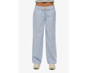 Cargohose SUPERDRY "COTTON STRIPE ELASTIC TROUSER", Damen, Gr. XS, N-Gr, broker blau stripe, Jersey, Obermaterial: 100% Baumwolle, gestreift, relaxed fit normal, Hosen Cargohose, aus Baumwolle und Jer