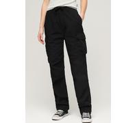 Cargohose SUPERDRY "LOW RISE PARA CARGO", Damen, Gr. 32, Länge 32, schwarz, Jersey, Obermaterial: 100% Baumwolle, unifarben, loose fit normal, Hosen Cargohose (25565125-32)