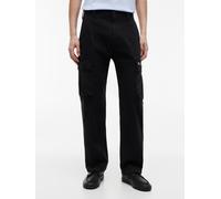 Cargohose TOMMY JEANS "CANVAS CARGO PANT", Herren, Gr. 30, Länge 32, schwarz, Web, Obermaterial: 97% Baumwolle, 3% Elasthan, unifarben, regular fit lang, Hosen Cargohose, Regular fit mit Cargotaschen