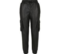 Cargohose URBAN CLASSICS "Urban Classics Damen Ladies Faux Leather Cargo Pants", Damen, Gr. L, US-Größen, schwarz, 100% Viskose, unifarben, normal, Hosen Cargohose (90848942-L) schwarz