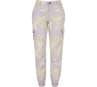 Cargohose URBAN CLASSICS "Urban Classics Damen Ladies High Waist Camo Cargo Pants", Damen, Gr. 27, Normalgrößen, beige (lilacamo), 98% Baumwolle, 2% Elasthan, normal, Hosen Cargohose (69681145-27) lil