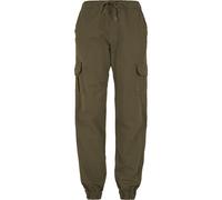 Cargohose URBAN CLASSICS "Urban Classics Damen Ladies High Waist Cargo Jogging Pants", Damen, Gr. XXL, US-Größen, grün (summerolive), 98% Baumwolle, 2% Elasthan, unifarben, normal, Hosen Cargohose (40