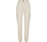Cargohose URBAN CLASSICS "Urban Classics Damen Ladies High Waist Cargo Pants", Damen, Gr. 32, Normalgrößen, sandweiß, 98% Baumwolle, 2% Elasthan, unifarben, normal, Hosen Cargohose (78711830-32) sandw