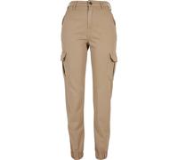 Cargohose URBAN CLASSICS "Urban Classics Damen Ladies High Waist Cargo Pants", Damen, Gr. 33, Normalgrößen, unionbeige, 98% Baumwolle, 2% Elasthan, unifarben, normal, Hosen Cargohose (56434012-33) uni