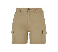 Cargohose URBAN CLASSICS "Urban Classics Damen Ladies High Waist Cargo Shorts", Damen, Gr. 31, Normalgrößen, unionbeige, 98% Baumwolle, 2% Elasthan, unifarben, normal, Hosen Cargohose (75289150-31) un