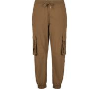 Cargohose URBAN CLASSICS "Urban Classics Damen Ladies High Waist Crinkle Nylon Cargo Pants", Damen, Gr. S, US-Größen, braun (midground), 100% Polyamid, unifarben, normal, Hosen Cargohose (67784905-S)