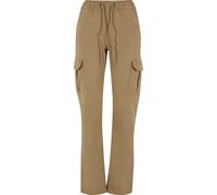 Cargohose URBAN CLASSICS "Urban Classics Damen Ladies High Waist Twill Cargo Pants", Damen, Gr. 4XL, US-Größen, unionbeige, 98% Baumwolle, 2% Elasthan, unifarben, loose fit, Hosen Cargohose (25819900-