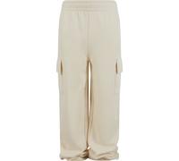 Cargohose URBAN CLASSICS "Urban Classics Girls Baggy Light Terry Sweat Pants", Mädchen, Gr. 134/140, Normalgrößen, sandweiß, 60% Baumwolle, 40% Polyester, unifarben, normal, Hosen Cargohose (67429303-