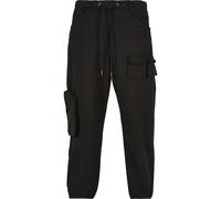 Cargohose URBAN CLASSICS "Urban Classics Herren Asymetric Pants", Herren, Gr. 34, Normalgrößen, schwarz, 100% Baumwolle, unifarben, relaxed fit, Hosen Cargohose (73895705-34) schwarz