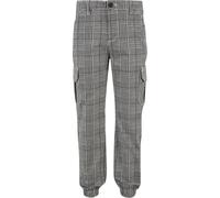 Urban Classics Jungen Hose Boys AOP Glenchek Cargo Jog Pants, Jungen Cargo AOP Hose mit Knopf, black/white, 158/164