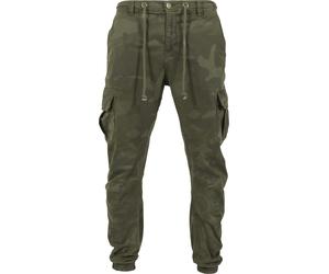 Cargohose URBAN CLASSICS "Urban Classics Herren Camo Cargo Jogging Pants", Herren, Gr. 40, Normalgrößen, grün (olive camouflage), 98% Baumwolle, 2% Elasthan, normal, Hosen Cargohose (64533012-40) oliv