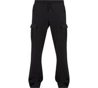 Cargohose URBAN CLASSICS "Urban Classics Herren Heavy Straight Leg Cargo Sweatpants", Herren, Gr. L, US-Größen, schwarz, 80% Baumwolle, 20% Polyester, unifarben, loose fit, Hosen Cargohose (61160140-L