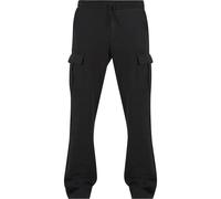 Cargohose URBAN CLASSICS "Urban Classics Herren Heavy Straight Leg Cargo Sweatpants", Herren, Gr. L, US-Größen, schwarz, 80% Baumwolle, 20% Polyester, unifarben, loose fit, Hosen (61160140-L) schwarz