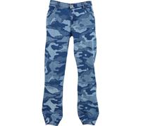 Cargohose URBAN CLASSICS "Urban Classics Laser Camo Printed Jeans", Herren, Gr. 32, Normalgrößen, blaulasercamo, 100% Baumwolle, relaxed fit, Hosen (71430904-32) blaulasercamo