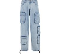 Cargohose URBAN CLASSICS "Urban Classics Multi Pocket Denim Cargo", Herren, Gr. 30, Normalgrößen, new light blau washed, 100% Baumwolle, unifarben, relaxed fit, Hosen Cargohose (41256238-30) new light
