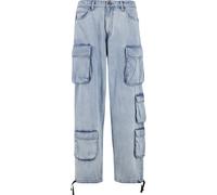 Cargohose URBAN CLASSICS "Urban Classics Multi Pocket Denim Cargo", Herren, Gr. 33, Normalgrößen, new light blau washed, 100% Baumwolle, unifarben, relaxed fit, Hosen Cargohose (41256238-33) new light