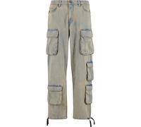 Cargohose URBAN CLASSICS "Urban Classics Multi Pocket Denim Cargo", Herren, Gr. 36, Normalgrößen, new light blau dirty washed, 100% Baumwolle, unifarben, relaxed fit, Hosen Cargohose (56346634-36) new