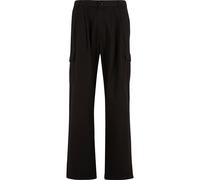 Cargohose URBAN CLASSICS "Urban Classics Wide Pleated Cargo Pants", Damen, Gr. 28, Normalgrößen, schwarz, 80% Baumwolle, 18% Polyester, 2% Elasthan, unifarben, relaxed fit, Hosen Cargohose (38640129-2