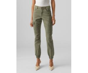 Cargohose VERO MODA "VMIVY MR ANKLE CARGO PANTS NOOS", Damen, Gr. S (36), Länge 30, grün (ivy grün), Web, Obermaterial: 98% Baumwolle, 2% Elasthan, unifarben, skinny fit knöchellang, Hosen Cargohose (