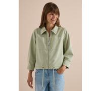 Cargojacke CECIL, Damen, Gr. L (42), raw matcha lime, Web, 55% Baumwolle, 45% Lyocell, unifarben, comfort fit normal, V-Ausschnitt, Bündchen, Jacken, mit Tunnelzugsaum (20128464-L) raw matcha lime
