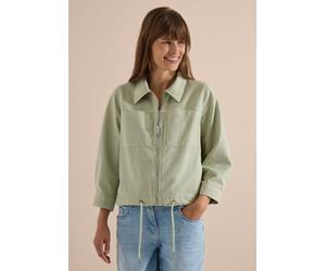 Cargojacke CECIL, Damen, Gr. L (42), raw matcha lime, Web, 55% Baumwolle, 45% Lyocell, unifarben, comfort fit normal, V-Ausschnitt, Bündchen, Jacken, mit Tunnelzugsaum (20128464-L) raw matcha lime