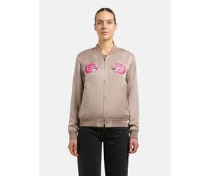 Cargojacke KHUJO "Ruby", Damen, Gr. M (38), latte beige, Plüsch;Samt, Obermaterial: 64% Viskose, 36% Polyester. Obermaterial 2: 100% Polyester, lässig geschnitten hüftlang, Rundhals, Ärmel ohne Ärmels