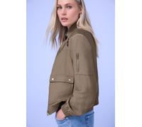 Cargojacke STREET ONE, Damen, Gr. 42, light terra mocha, Web, Obermaterial: 90% Viskose, 10% Polyamid. Futter: 100% Polyester, unifarben, lässig geschnitten hüftbedeckend, Rundhals, elastischer Bund, 