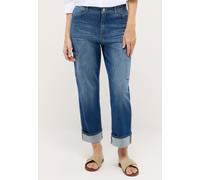 Cargojeans ANGELS "Liberta Cargo", Damen, Gr. 36, Länge 27, blau (mid blau used), Denim/Jeans, Obermaterial: 91% Baumwolle, 6% Polyester, 3% Elasthan, relaxed fit, Jeans, mit Umschlagsaum und Used-Eff