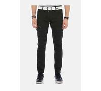Cargojeans CIPO & BAXX "Cipo & Baxx Jeans", Herren, Gr. W40/L34, Länge 34, schwarz, Obermaterial: 98% Baumwolle CO. 2% Elasthan EL., uni, regular fit, Jeans, mit schrägen Cargotaschen, CD566 (20680720