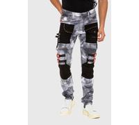 Cargojeans CIPO & BAXX "Hose", Herren, Gr. 36, Länge 34, grau, 98% Baumwolle, 2% Elasthan, gemustert, regular fit lang, Jeans, im Bikerstyle (54922867-36) grau