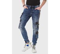 Cargojeans CIPO & BAXX "Hose", Herren, Gr. 38, Länge 32, blau, 98% Baumwolle, 2% Elasthan, unifarben, regular fit lang, Jeans, Lässige Details und Applikationen (79285816-38) blau