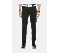 Cargojeans CIPO & BAXX "Jeans", Herren, Gr. 38, Länge 32, schwarz, 98% Baumwolle, 2% Elasthan, unifarben, regular fit lang, Jeans, mit schrägen Cargotaschen, CD566 (77400713-38) schwarz