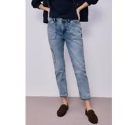 Cargojeans STREET ONE "Style Charlie", Damen, Gr. 34, Länge 28, bleached washed, Denim/Jeans, Obermaterial: 85% Baumwolle, 9% Polyester, 4% Elastomultiester, 2% Elasthan, unifarben, loose fit lang, Je