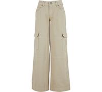 Cargojeans URBAN CLASSICS "Urban Classics Damen Ladies Low Waist Cargo Pants", Damen, Gr. 31, Normalgrößen, sanftes weißraw, 100% Baumwolle, unifarben, Jeans (82883964-31) sanftes weißraw
