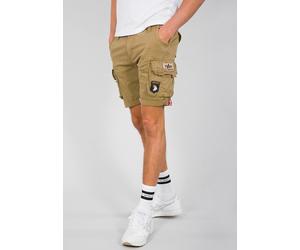 Cargoshorts ALPHA INDUSTRIES "Crew Short Patch", Herren, Gr. 34, N-Gr, beige (sand), Web, Obermaterial: 98% Baumwolle, 2% Elasthan, unifarben, slim fit kniefrei, Hosen (64053849-34) sand