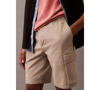 Cargoshorts CALVIN KLEIN JEANS "9" COTTON PULL ON CARGO SHORT", Herren, Gr. L, N-Gr, grün (vintage khaki), Web, Obermaterial: 97% Baumwolle, 3% Elasthan, unifarben, klassisch kurz, Hosen, Mit Gürtelsc