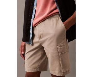 Cargoshorts CALVIN KLEIN JEANS "9" COTTON PULL ON CARGO SHORT", Herren, Gr. M, N-Gr, grün (vintage khaki), Web, Obermaterial: 97% Baumwolle, 3% Elasthan, unifarben, straight fit kurz, Hosen, Mit Gürte