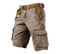 Cargoshorts Herren Weites Bein Kurze Hosen Mit Taschen Cargo Shorts Casual Sommershorts Baggy Lässige Freizeitshorts Leichte Einfarbig Herren-Shorts Freizeit Weiche Short Beige M